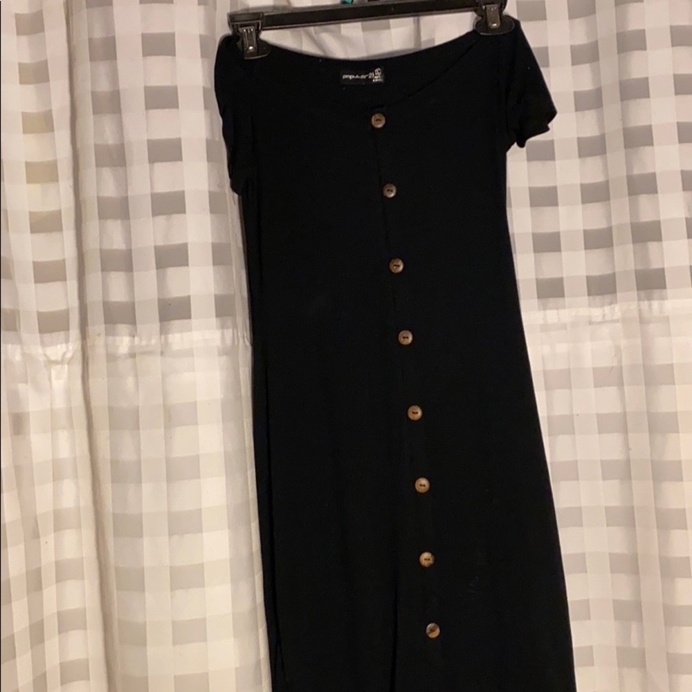 Off the shoulder black mini dress